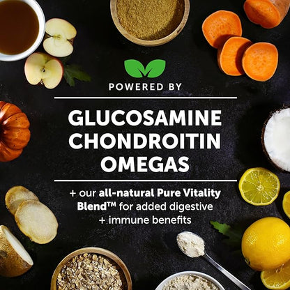 Hemp Hip &amp; Joint Supplement for Dogs - Hemp Oil &amp; Powder - Glucosamine Chondroitin for Dogs, Turmeric, MSM, Green-Lipped Mussel, Supports Mobility, May Reduce Discomfort (Bacon)