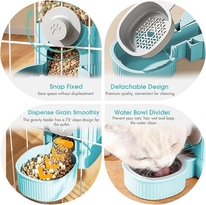 GPY Automatic Hanging Gravity Pet Feeder and Water Dispenser Set ，Automatic Dog Feeder and Dog Water Dispenser for Dogs Cats Pets Animals Large Capacity (Blue Water Feeder&amp;Food Feeder) (Blue)