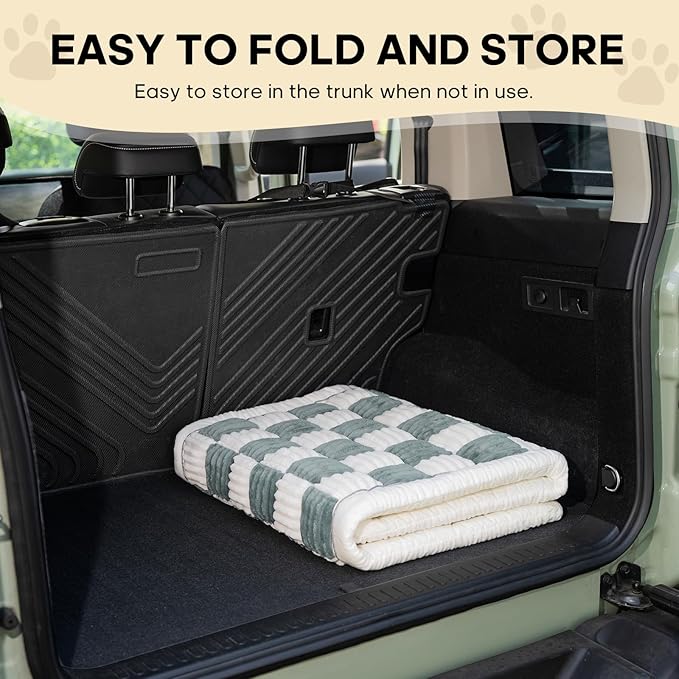 Backseat Pet Bed Mat, Non-Slip Plaid Dog Bed for Car Back Seat, Flannel Backseat Dog Bed, Fit for Backseat Extenders and Trucks SUVs (Bluegrey&amp;White, 24.8x54 inch)