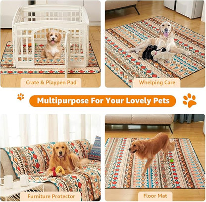 LOOBANI Reusable Pee Pads for Dogs Extra Large: 72"x 72" Washable Puppy Pads Waterproof , Super Absorbent Whelping Pad, Leak-Proof &amp; Non-Slip Dog Playpen Mat for Floor,Potty,Training,Cage (Yellow)