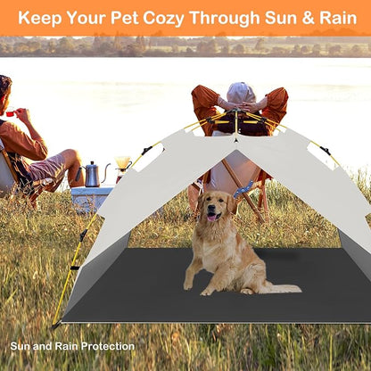 Canopy Shade Tent for Large XL XXL Jumbo Elevated Raised Dog Bed Cots, Quick Setup &amp; No Assembly Needed, Outside Outdoor Cooling Camping Pet Sun Umbrella, Gray 70"X55" (Cots Not Included)