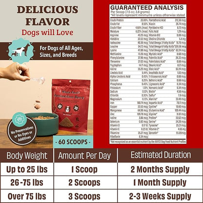 Natural Dog Company Dog Food Topper, Antioxidant Berry Vitamins &amp; Superfood Meal Topper Supplement, Holistic Nutrition, Dog Food Seasoning, Immune Support, All Breeds, Ages, &amp; Sizes of Dogs, 8oz Bag