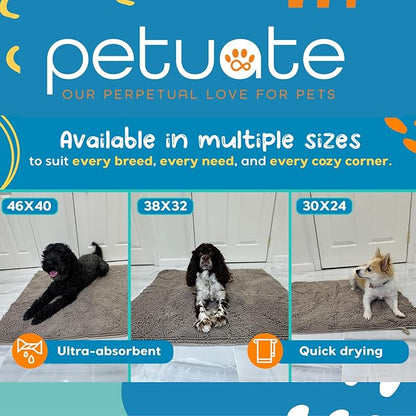 Pet 2-in-1 Dog Towel &amp; Mat – Transforms from Drying to Bath Mat, Ultra Soft, Absorbent &amp; Quick-Drying, Machine Washable Dog Towels with Detachable Non-Slip Mat and Hand Pockets (Large)