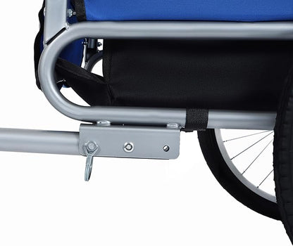 Blue-Grey Large Folding Bike Trailer for Dogs – Heavy-Duty Steel Frame, 66LB Capacity Pet Carrier for All-Terrain Cycling, Jogging &amp; Camping Adventures!