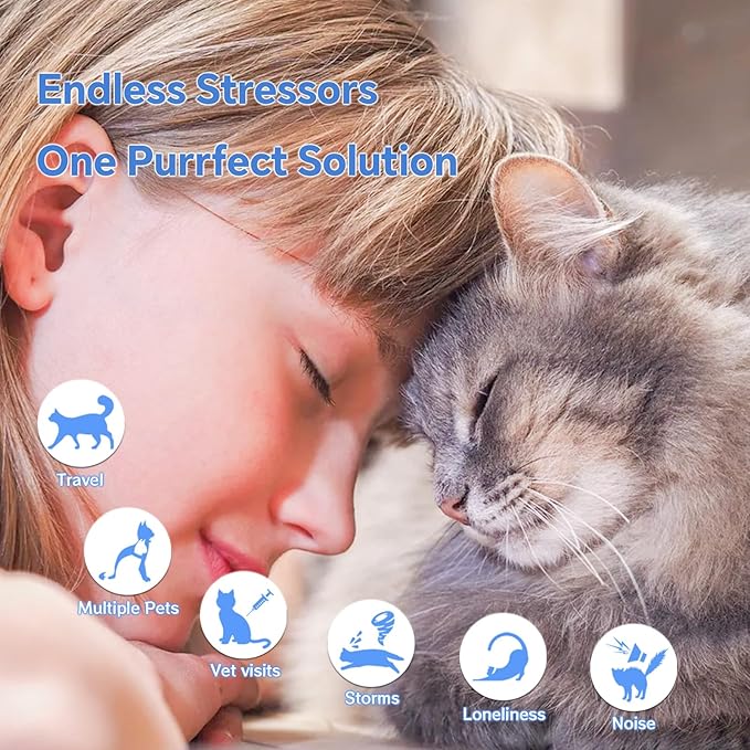 Calming Collar for Cats - 5 Pack, 150-Day Cat Calming Collar, Stress Relief &amp; Anxiety Control for Cats, Calm Collars Cat (3 Blue &amp; 2 Gray)