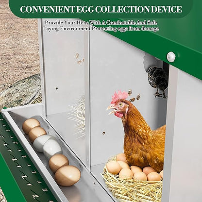 6 Hole Chicken Nesting Box with Roll Out Egg Tray, Rustproof &amp; Ventilated Chicken Laying Boxes for Hens, Chickens, Ducks | Easy-Clean Poultry Coop Accessories