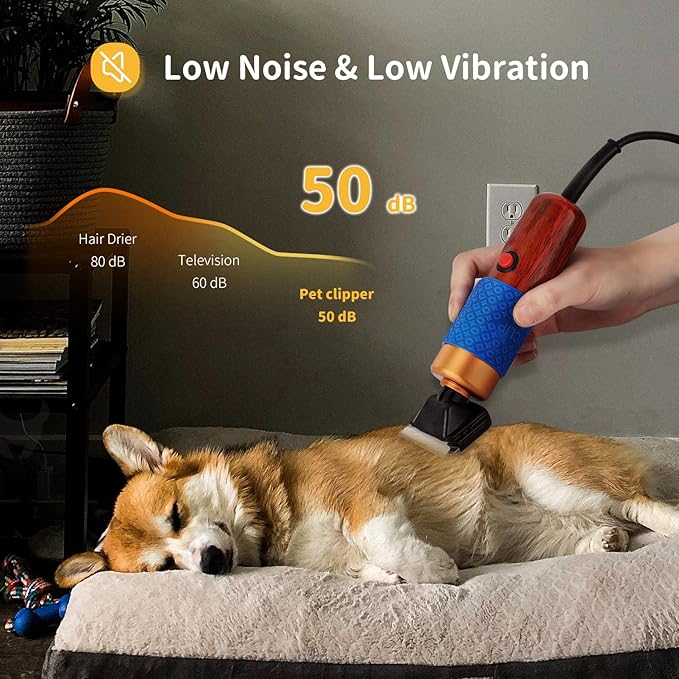 CGOLDENWALL Dog Hair Clipper for Grooming 200W Pet Clipper Kit with Spare Blade, Low Noise&amp;Vibration, Animal Grooming Trimmer for Cat Sheep Dog