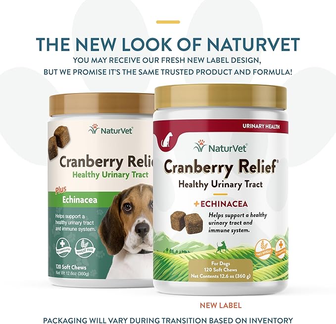 NaturVet – Cranberry Relief Plus Echinacea – Helps Support a Healthy Urinary Tract &amp; Immune System – 120 Soft Chews