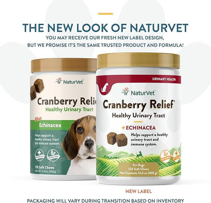 NaturVet – Cranberry Relief Plus Echinacea – Helps Support a Healthy Urinary Tract &amp; Immune System – 120 Soft Chews