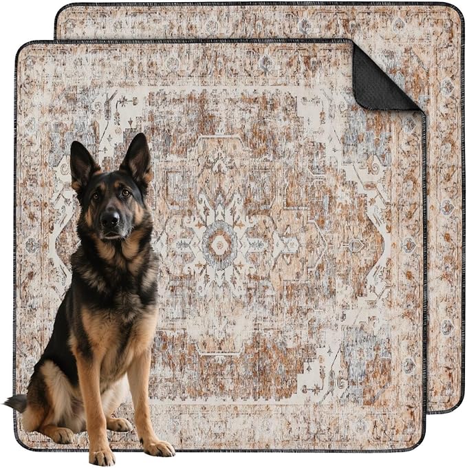 Washable Pee Pads for Dogs 2 Pack, Absorbent Reusable Puppy Pads Waterproof, Leakproof &amp; Non-Slip Whelping Pad, Potty Training Pads for Dogs Playpen Mat 48x48