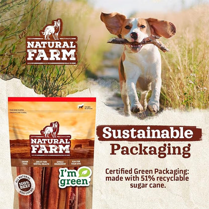 Natural Farm Beef Trachea (12 Inch, 8 Pack), 100% Beef Chews, Natural Glucosamine and Chondroitin for Joint &amp; Hip Mobility, Bone Strength – Low Fat Crunchy &amp; Crispy Treats for All Dogs