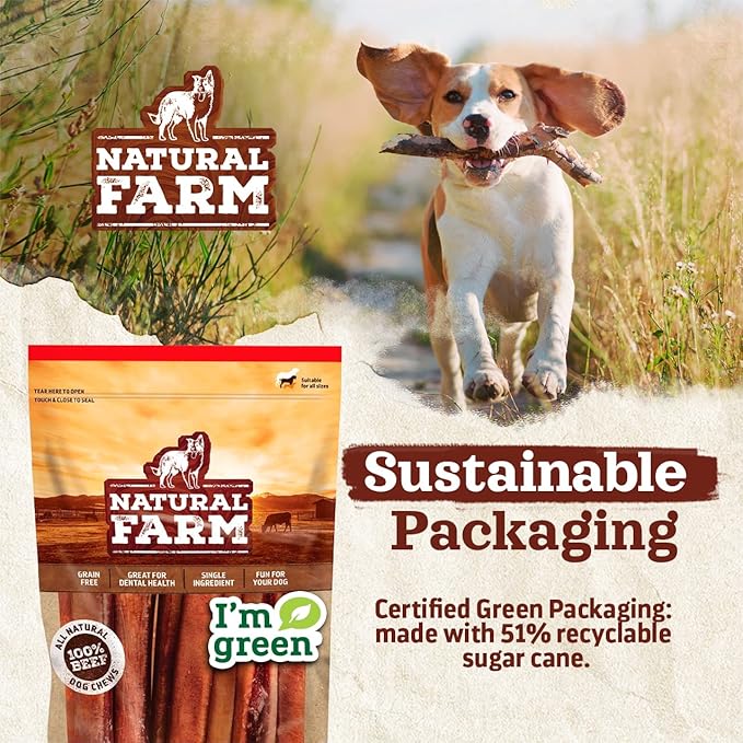 Natural Farm Collagen Sticks (6 Inch, 20 Pack). Odor-Free, 95% Natural Collagen Dog Chews, Supports Healthy Joints, Skin &amp; Coat - Best Rawhide Alternative for Small &amp; Medium Dogs