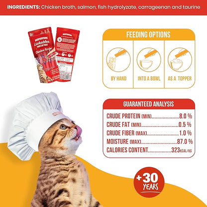 Beefeaters Cat Treats Lickable Puree 1.59oz (12-Pack) – Chicken, Grain-Free, Taurine-Enriched, Ideal for Training &amp; Interactive Feeding