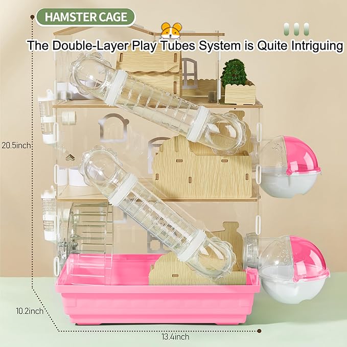 17 in 1 Clear Acrylic Hamster Cage with All Accessories,13.5&