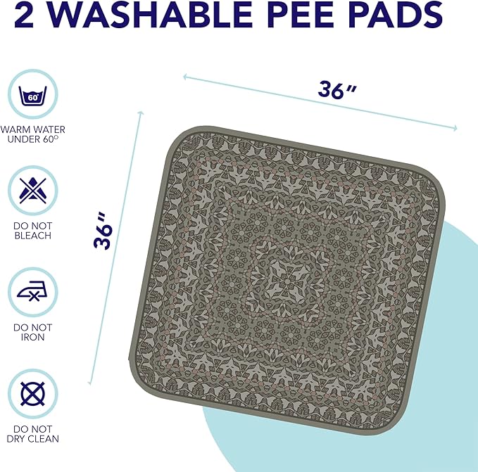 Washable Pee Pads for Dogs - Super Absorbent Reusable Puppy Training Pads - 100% Waterproof, Leak-Proof &amp; Non-Slip Whelping Pads for Pet Housebreaking
