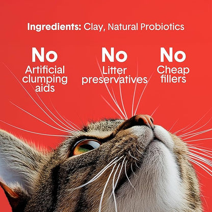 Boxie® Extra Strength 35 Day Odour Control Clumping Clay Cat &amp; Kitty Litter 16lb, 99.9% Dust-Free, Probiotic Formula, Long-Lasting, Veterinarian Approved, Easy Scooping for Multi-Cat Homes