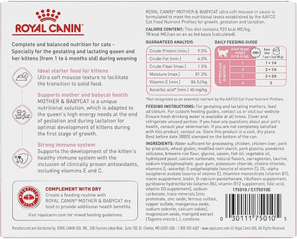 Royal Canin Feline Health Nutrition Mother &amp; Babycat Ultra Soft Mousse in Sauce Wet Canned Cat Food, Supports Healthy Digestion and Brain Development, 3 oz, 6 Pack