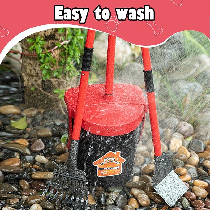 Pooper Scooper with Swivel Bin-Heavy-Duty Metal Rake &amp; Spade, Portable Poop Scooper,Includes 100 Waste Bags, Easy to Clean, Perfect for Grass Dirt or Gravel,Ideal for Small Medium Large Dogs