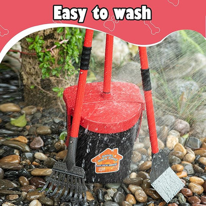 Pooper Scooper with Swivel Bin-Heavy-Duty Metal Rake &amp; Spade, Portable Poop Scooper,Includes 100 Waste Bags, Easy to Clean, Perfect for Grass Dirt or Gravel,Ideal for Small Medium Large Dogs