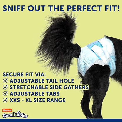 New! Hartz® Comfitables® Disposable Dog Diapers, Size XL 5 count, Comfortable &amp; Secure Fit, Easy to Put On, Super Absorbent Male and Female Diaper