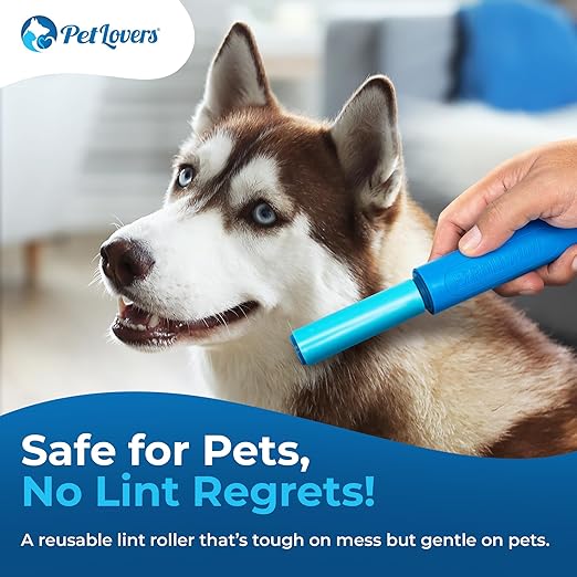 PetLovers EzRoll Reusable Lint Roller - Sticky for Life &amp; Multi-Purpose Pet Hair, Dust, &amp; Lint Remover for Clothing, Upholstery, &amp; Cars - Sustainable, Washable &amp; Efficient