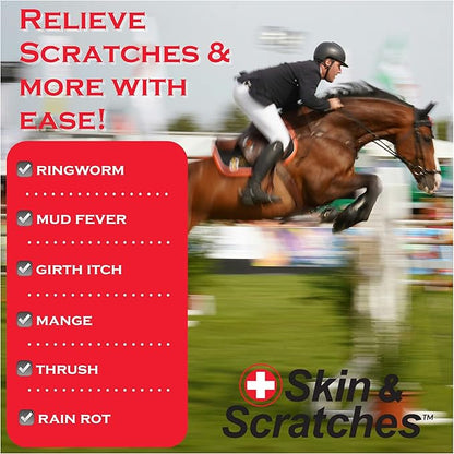 Show Out Skin &amp; Scratches 4 oz Concentrate - Fast Relief and Prevention for Horse Care. Use on Equine Scratches/Mud Fever, Girth Itch, Mange, Thrush, Rain Rot, Ringworm, etc w/Empty Spray Bottle
