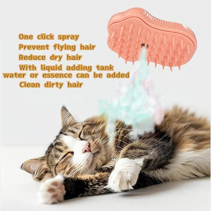 Cat Steam Brush,3 In1 Spray Cat&amp;Dog for Hair Shedding and Cleaning,Silicone Spa Massage Pet Steamer Brushes with Misting Bathing&amp;Dry Cleaning,Pet Grooming Steam Comb