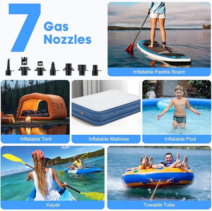 Paddle Board Pump, Rechargeable SUP Pump Electric, 20PSI Portable Paddleboard Pump with Inflation &amp; Deflation, Auto-Off for Inflatables, Kayak, Towable Tube and Air Mattress