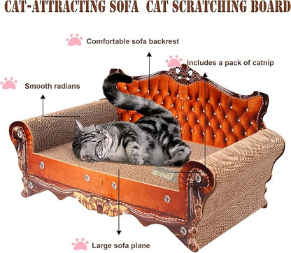 Sofa Shaped Scratching Couch,Thick Scratching Cardboard, Lounge Bed for Indoor Rest&amp;Play, Sofa Scratcher Pad (21.2" L X 12.2 "W X 11.8" H)