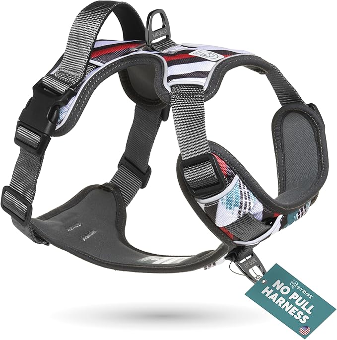 Embark Adventure Dog Harness, Reflective Trim XL Dog Harness for Extra Large Dogs No Pull - Military Grade Nylon, 2 Leash Clips &amp; Gel Lined Handle.