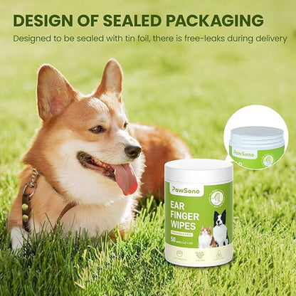 Dog Ear Finger Wipes for Dogs &amp; Cats, 150 Count