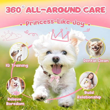 KIPRITII 25-Pack Pink Dreamy Dog Toy Set for Small Female Puppies - Includes Sweet Rope Toys, Chew Toys, Cute No-Stuffing Squeaky Dog Toy for Boredom and Teething