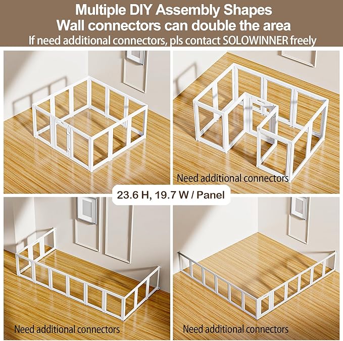 Clear Acrylic Dog Playpen Transparent Dog Playpen Indoor, Easy Assemble Clear Pet Pen for Puppy Bunny Cat Pig, Sturdy &amp; Easy Cleaning Plastic Dog Puppy Fence (23.6" H, 12PCS)