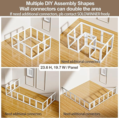 Clear Acrylic Dog Playpen Transparent Dog Playpen Indoor, Easy Assemble Clear Pet Pen for Puppy Bunny Cat Pig, Sturdy &amp; Easy Cleaning Plastic Dog Puppy Fence (23.6" H, 12PCS)