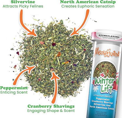 Meowijuana | Get Twisted Bundle | Get Twisted Stocking and Winter Lift | Promotes Play and Cat Health | Includes Organic Catnip | Feline and Cat Lover Approved
