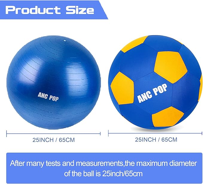Herding Ball for Dogs Horse Ball &amp; Cover 25" for Horses Large with Hand Pump for Play, Blue and Yellow