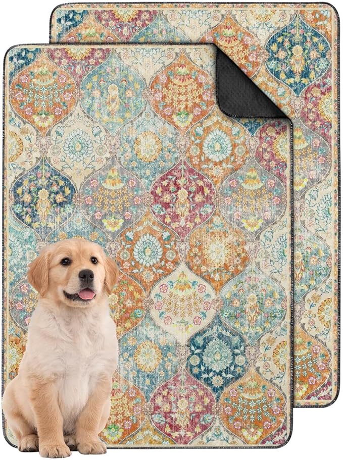 Washable Pee Pads for Dogs 2 Pack, Absorbent Reusable Puppy Pads Waterproof, Leakproof &amp; Non-Slip Whelping Pad, Potty Training Pads for Dogs Playpen Mat 24x36