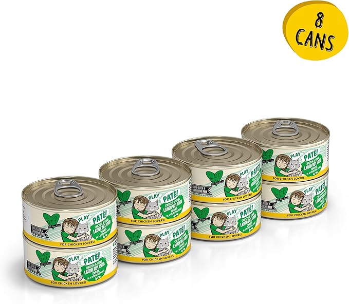 Weruva B.F.F. Play - Best Feline Friend Paté Lovers, Aw Yeah!, Chicken &amp; Lamb Laugh Out Loud with Chicken &amp; Lamb, 5.5oz Can (Pack of 8)