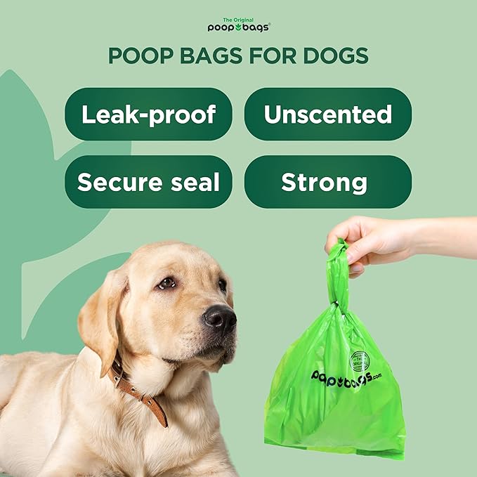 The Original Poop Bags® Dog Waste Bags with Handles, 38% Plant-Based, Heavy-Duty &amp; Leak-Proof, 300 Count