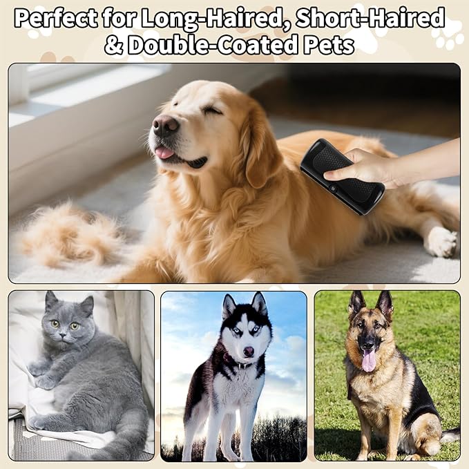 Deshedding Dog Brush - Pet Grooming Tool for Dogs &amp; Cats, Removes Loose Hair on Short &amp; Long Coats, Easy to Clean