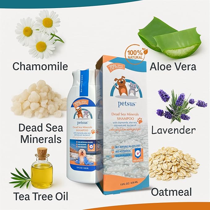 Hypoallergenic Dog &amp; Cat Shampoo and Conditioner – All-Natural Itchy Skin Relief for Allergies | Puppy Safe | Soothing with Tea Tree Oil, Aloe Vera, and Oatmeal for Sensitive Skin