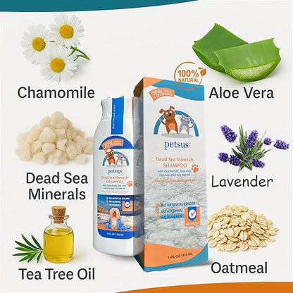 Hypoallergenic Dog &amp; Cat Shampoo and Conditioner – All-Natural Itchy Skin Relief for Allergies | Puppy Safe | Soothing with Tea Tree Oil, Aloe Vera, and Oatmeal for Sensitive Skin