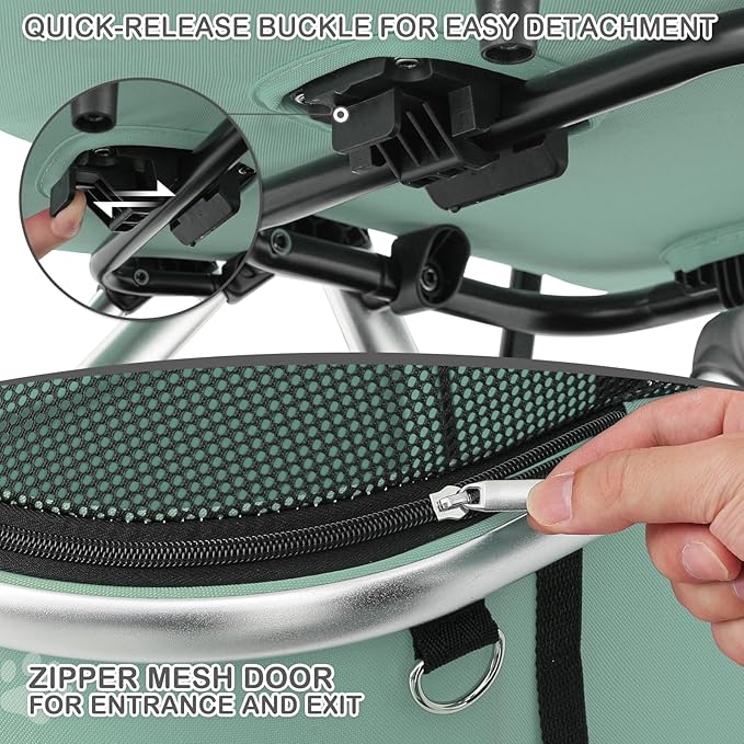 MoNiBloom Pet Stroller for Small/Medium Dogs w/Detachable Carrier &amp; Lightweight Aluminum Frame, Folding Jogging Travel Stroller, Mint Green