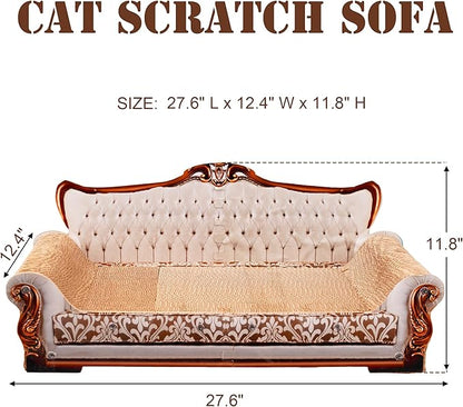 Scratching Sofa, Couch Shaped Thick Scratching Cardboard, Lounge Bed for Indoor Rest&amp;Play, Sofa Scratcher Pad (Silver, 27.6" L X 12.4" W X 11.8" H)
