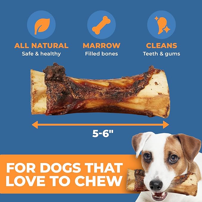 Beef Bone Marrow Dog Treats - Long Lasting Dog Bones for Aggressive Chewers - All-Natural Marrows Treats for Dogs - High-Protein Marrow Bones for Dogs Small, Medium, Large &amp; Extra Large