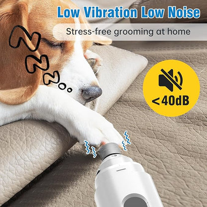 Dog Nail Grinder, 7-Speed Quiet Electric Dog Nail Trimmers, Dog Nail Clippers with Sponge Dust Collection &amp; File for Small Medium Large Dogs, Rechargeable Pet Paw Grooming Supplies Kit