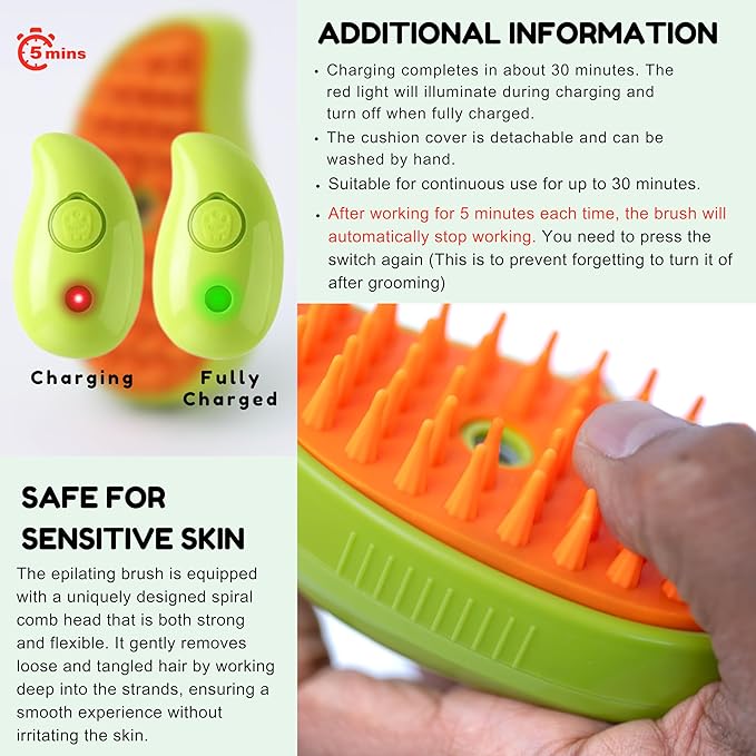 Cat Steam Brush for Shedding, Steamy Grooming Comb with Anti-Static Spray for Cats &amp; Dogs, Gentle Defur Comb for Tangled &amp; Loose Hair, Ergonomic Pet Mist Brush Design, Cepillo de Vapor para Gato Perro