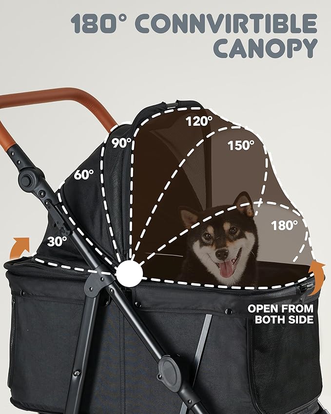 Medium Dog Stroller for Large Dogs, pet Stroller for Medium Dogs Up to 66lbs, All-Terrain with Adjustable Handle &amp; Canopy, Sun Shades, Storage Organizer, Waterproof Oxford Fiber