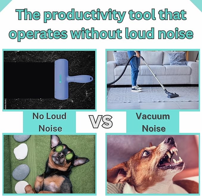 Pet Hair Removal Tool – Reusable Lint Roller for Dogs &amp; Cats – Self-Cleaning Fur Remover Brush – Ergonomic Lint Roller for Carpet, Bedding, Couch, Car Seat &amp; More (Blue)