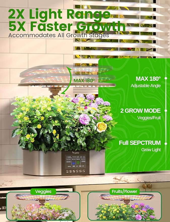 LetPot LPH-Max Hydroponics Growing System Kit, 21 Pods APP &amp; WiFi Automatic Controlled Smart Indoor Garden with 36W LED Grow Light, Auto Drip Irrigation Kits, Self-Managed Nurturing &amp; Watering